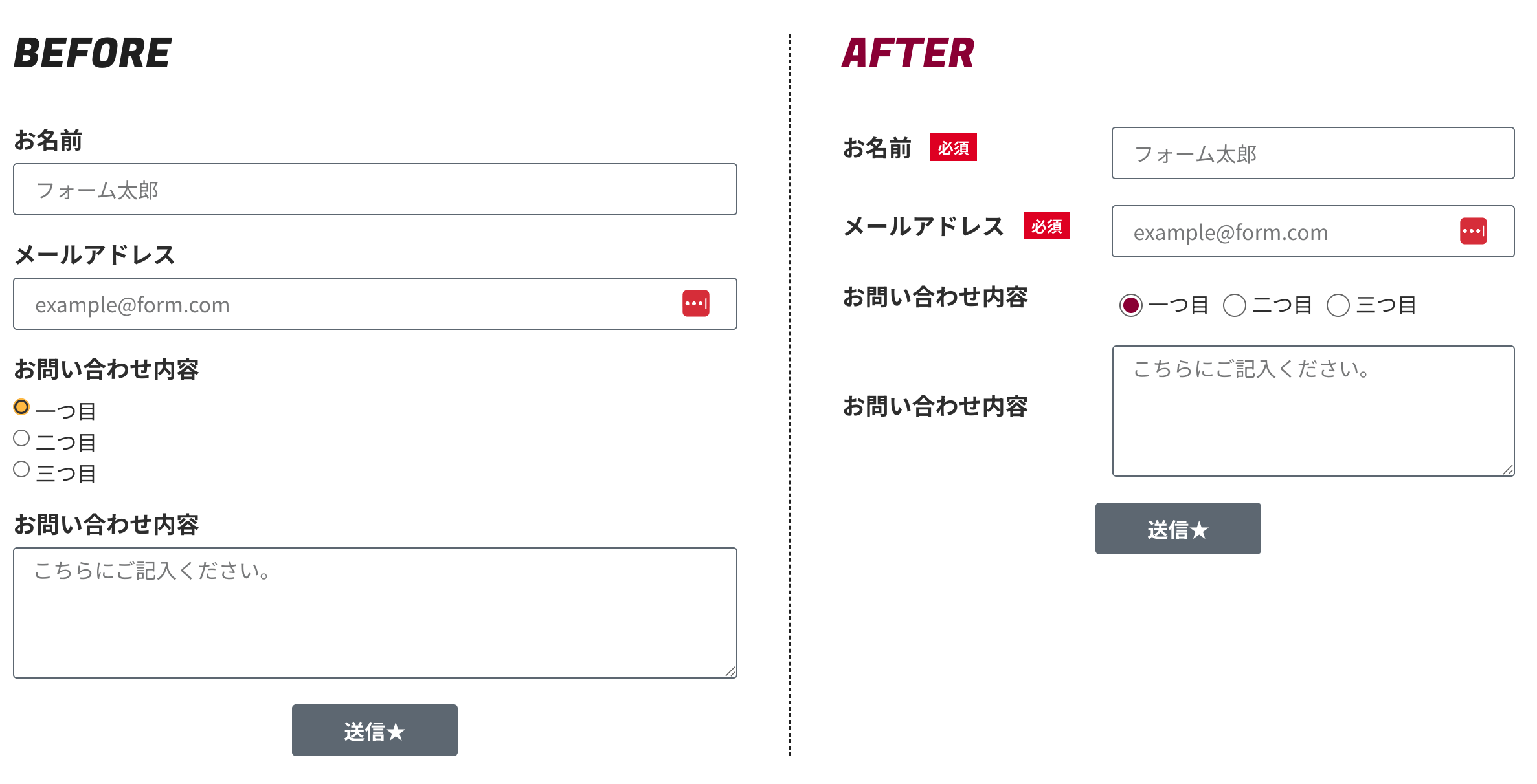 ラジオボタンをカスタマイズしたelementorのフォーム画面