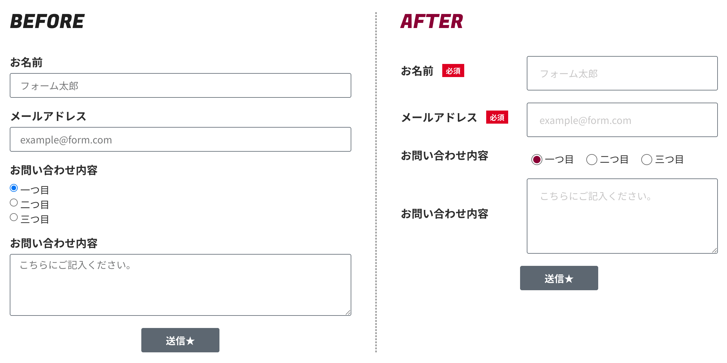 フィールドの余白を多めに取ったelementorのフォーム画面