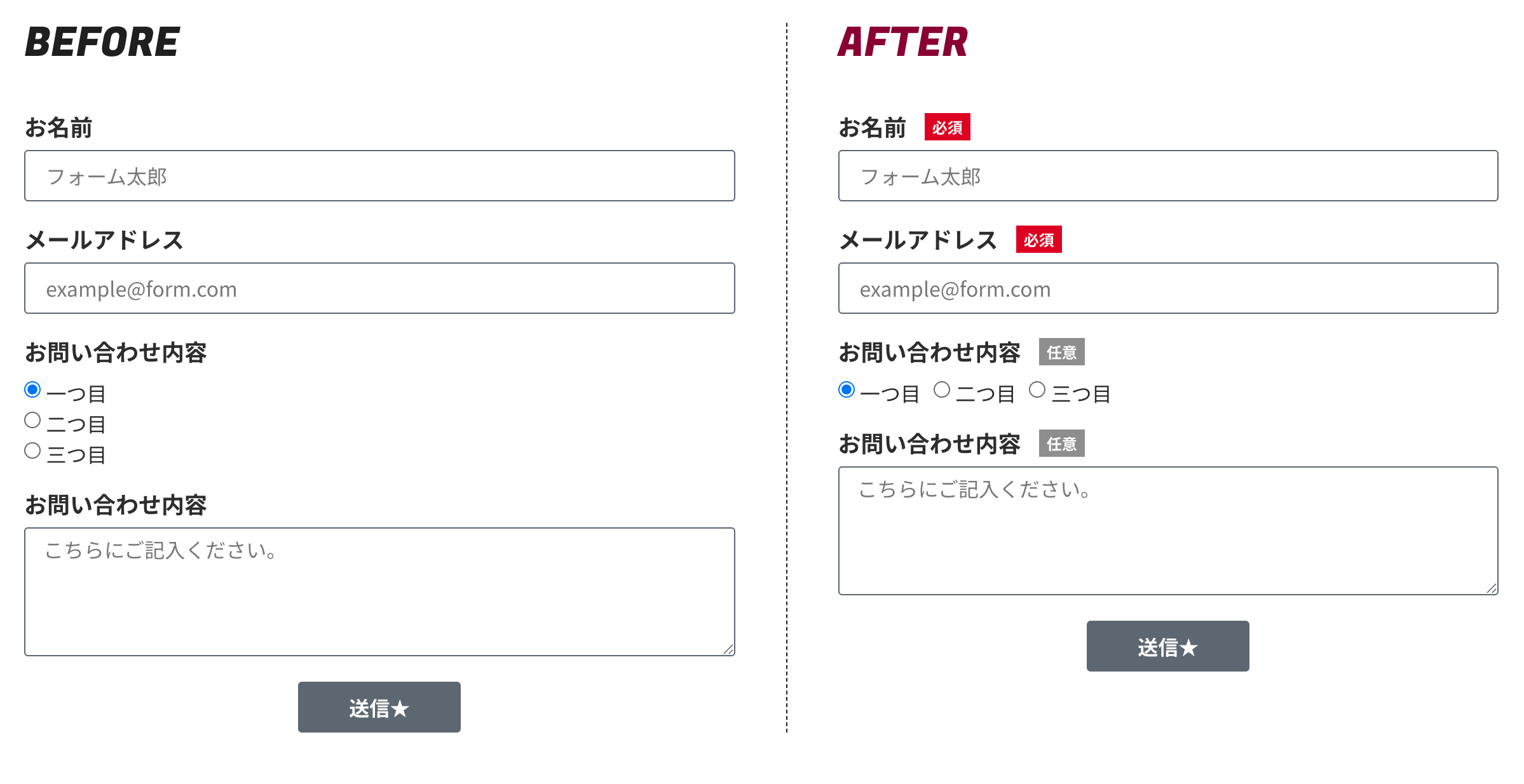 任意マークを追加したelementorのフォーム画面