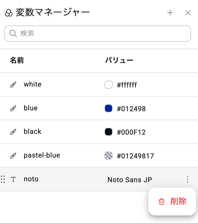 変数マネージャーでフォントを登録